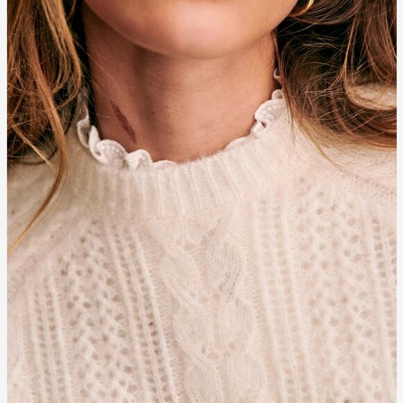 NWT Sezane Scarlett Jumper Ecru Ivory Cream Sweater French Wool Mohair - Picture 5 of 9